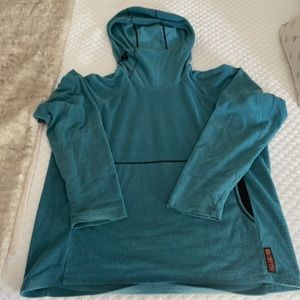 MENS L blue melanzana microgrid hoodie